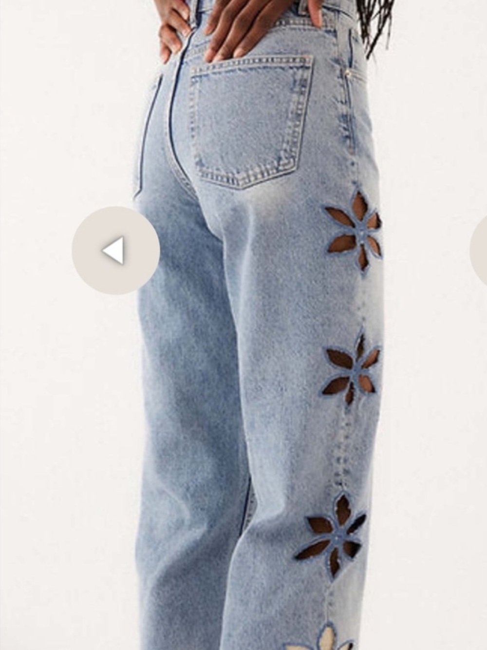 Tach Denim Light Blue Floral Cutout High-Rise Cropped Women's Jeans M/4